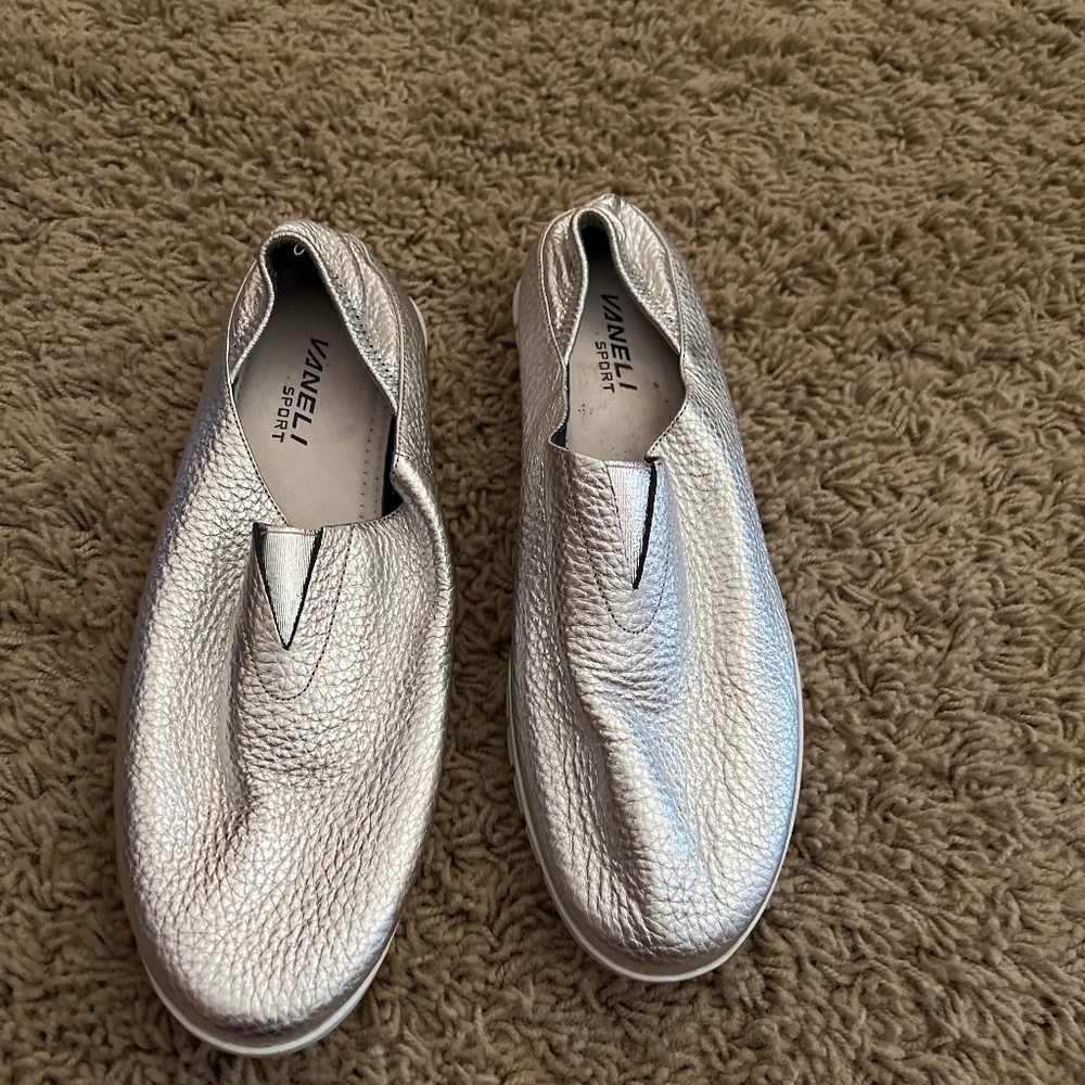 Silver slip on shoes